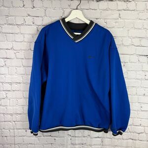 Vintage NIKE Tiger Woods Slam Yan Embroidered Swoosh Pullover V-Neck Blue XL